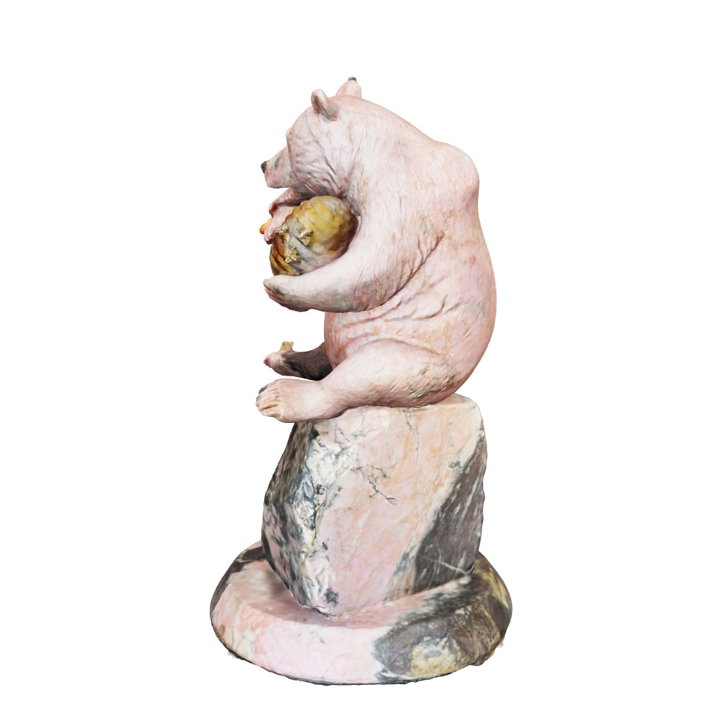 Honey Brown Bear Pink Rhodonite Canadian Fine Art Carving Whistler, BC
