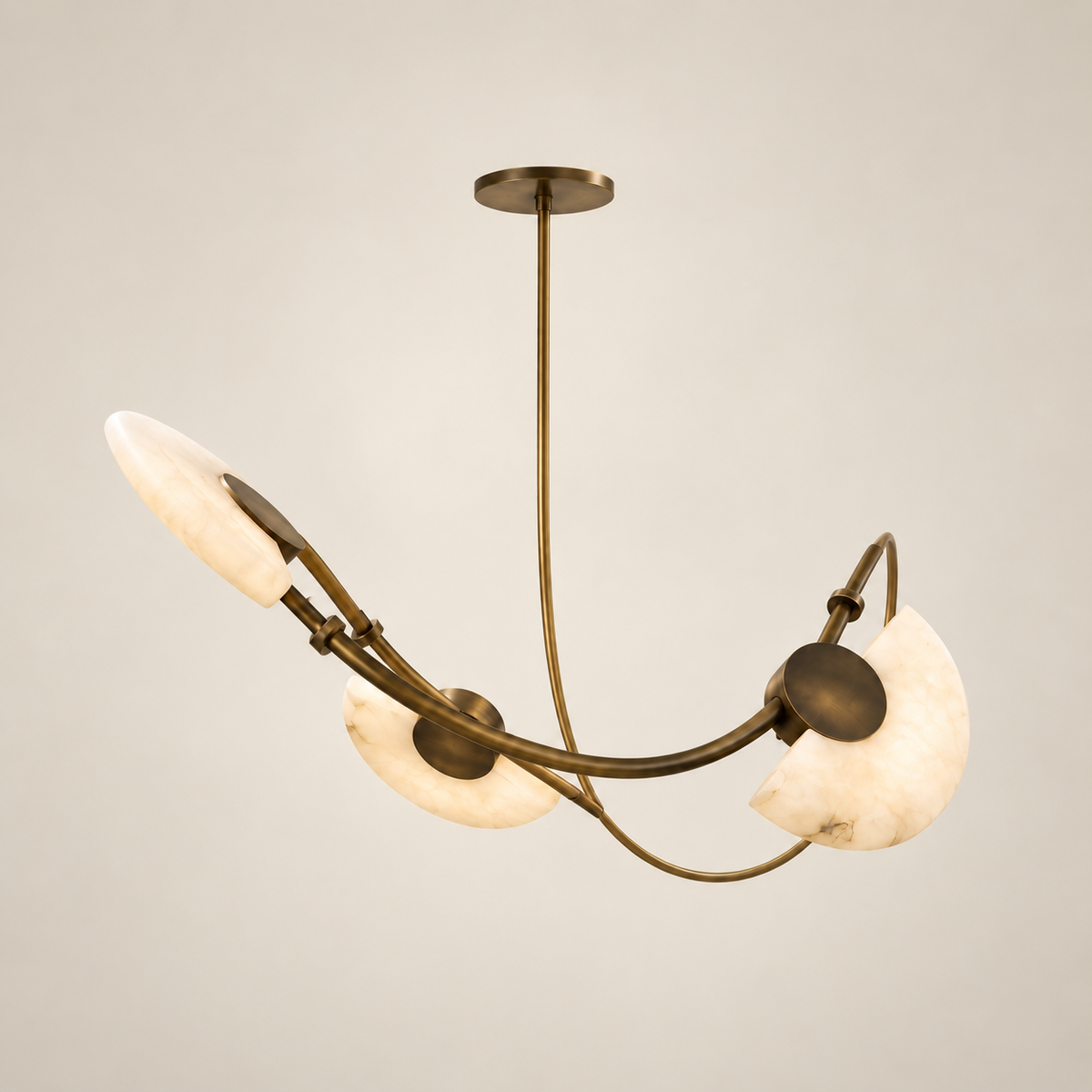 hand carved alabaster chandelier with antique brass finish