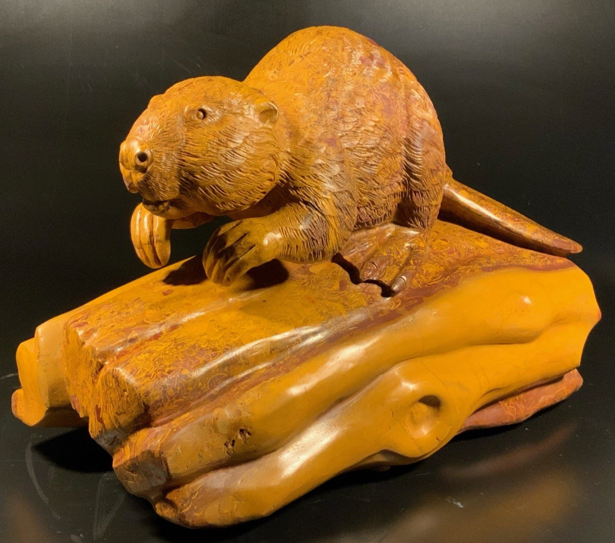 Canadian Beaver Fossil Limestone – Canadian Fossil Limestone wildlife sculpture