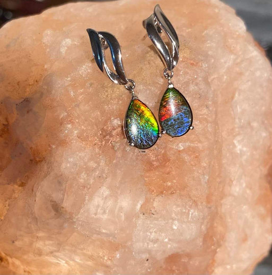 Ammolite Teardrop Earrings