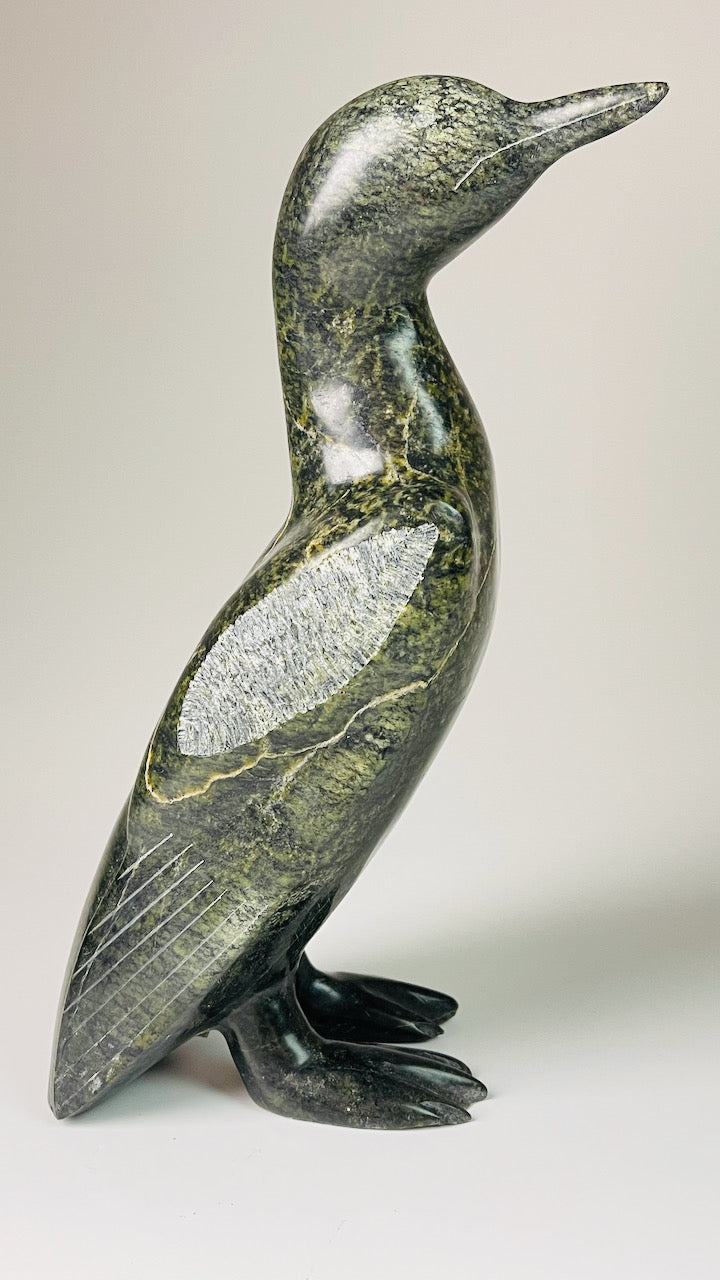 Loon – Canadian Green Soapstone stone sculpture