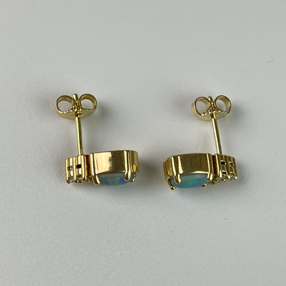 SOLD - Pacific Blue BC Precious Opal Earrings 18K YG