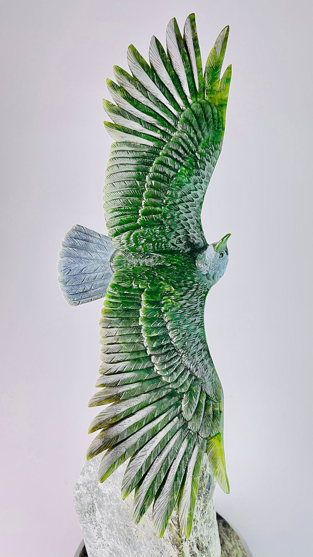 Jade Carving Eagle Salmon natural BC Jade Stone