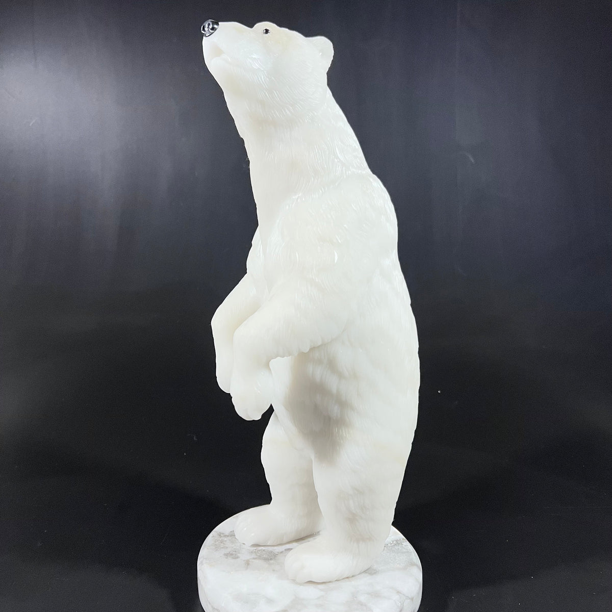 Snow Walk – Aspen White Marble, Black Jade stone sculpture