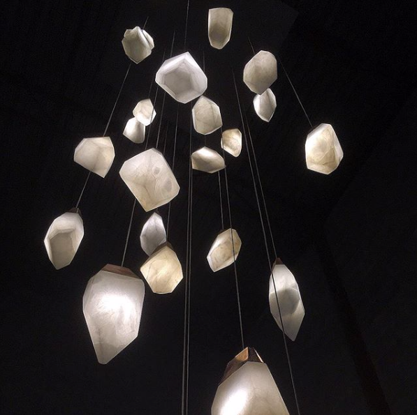 These alabaster lights look so artistic and are hand made with flat facet cuts on each side giving each pice a unique one of a kind look.