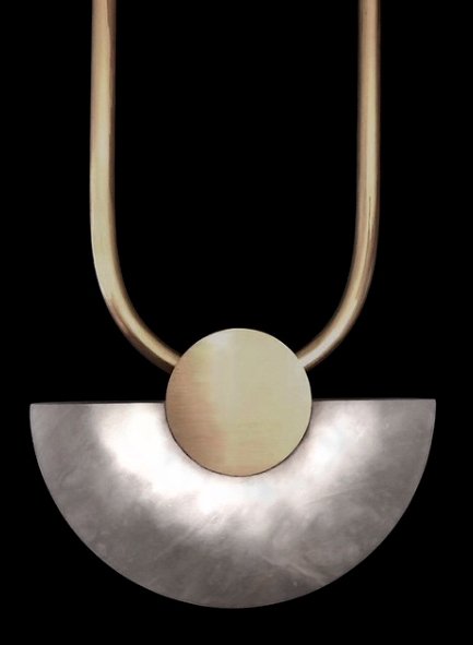 Stone lighting designer alabaster fan pendant.  These Architectural stone pendants are chic and unique.