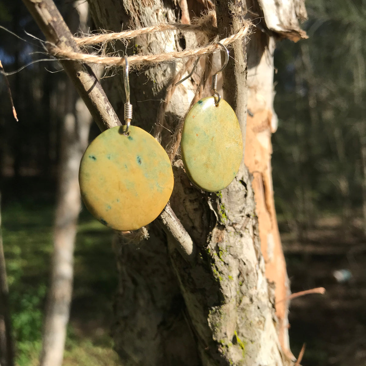 Round earrings (New Zealand flower jade) – jewellery