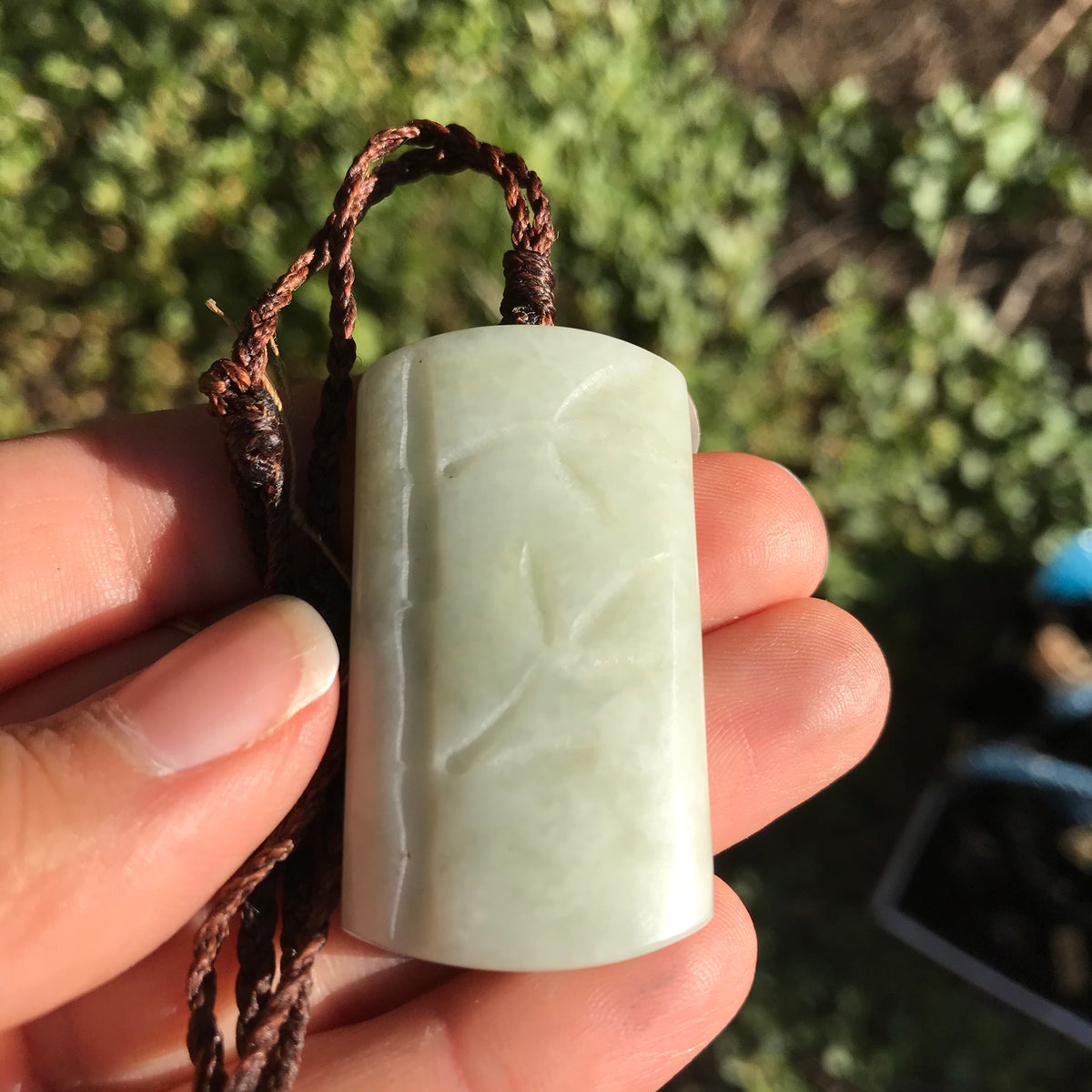 Bamboo pendant (Russian white jade) – jewellery